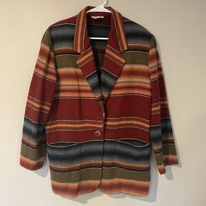 Arizona VTG Wool Southwestern Blanket Blazer Jacket‎ Size M Multicolor Aztec